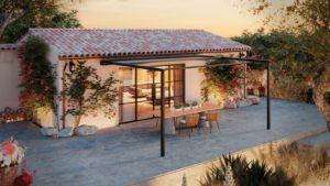 pergola b128 horizontale avec toile retractable brustor